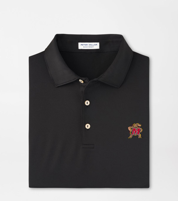 Maryland Terrapins Solid Performance Jersey Polo in Black