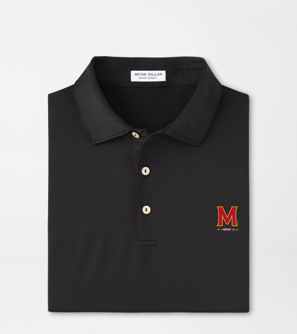 Maryland Solid Performance Jersey Polo in Black