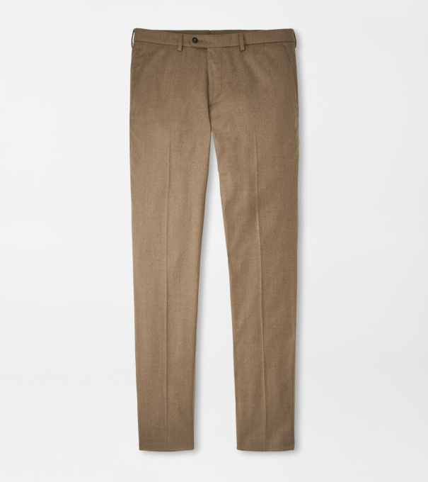 Byron Cashmere-Merino Flat Front Trouser in Barley