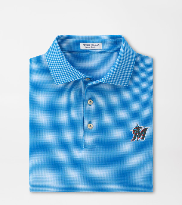 Miami Marlins Border Performance Jersey Polo in PROCESS BLUE