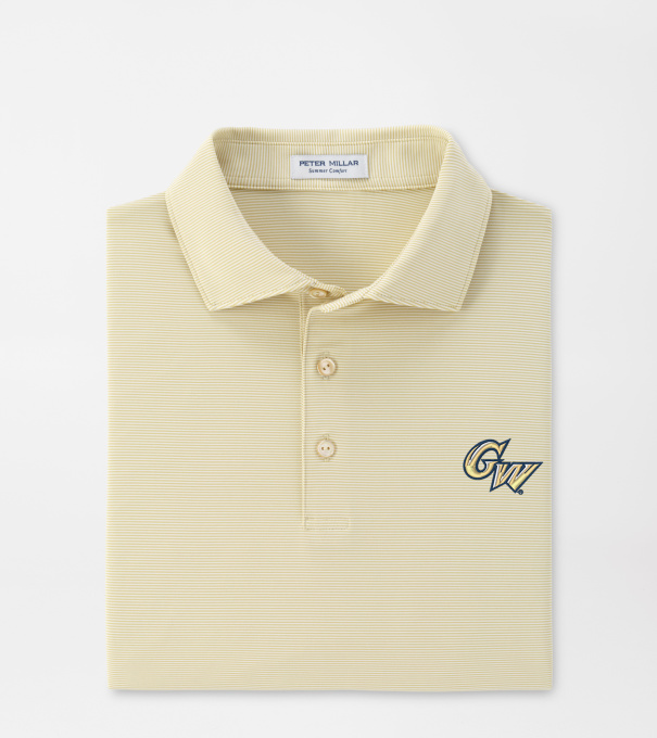 George Washington University Jubilee Stripe Performance Polo in GOLD2