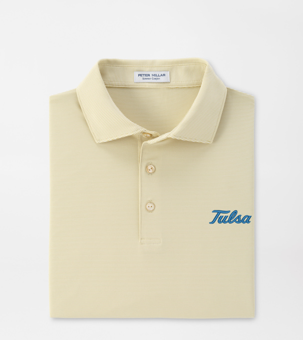 Tulsa Jubilee Stripe Performance Polo in GOLD2