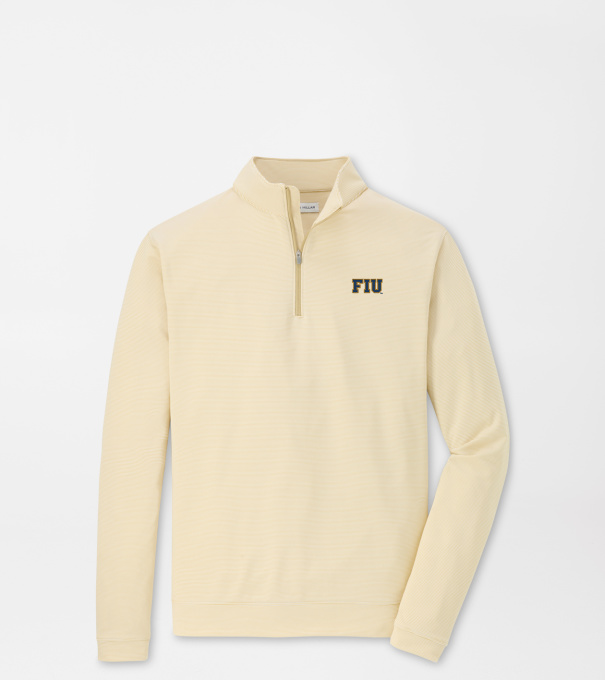Florida International University Perth Mini-Stripe Performance Pullover in GOLD2 / WHITE