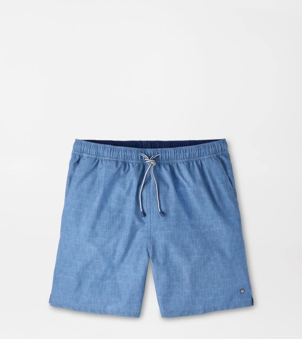 Island Palms Swim Trunk in BLUE PEARL