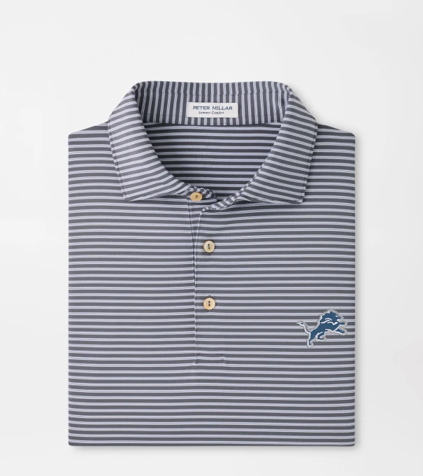 Detroit Lions Tiebreaker Performance Jersey Stripe Polo in Iron