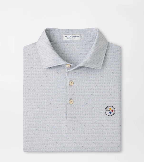 Pittsburgh Steelers On The Ball Performance Jersey Polo in British Grey