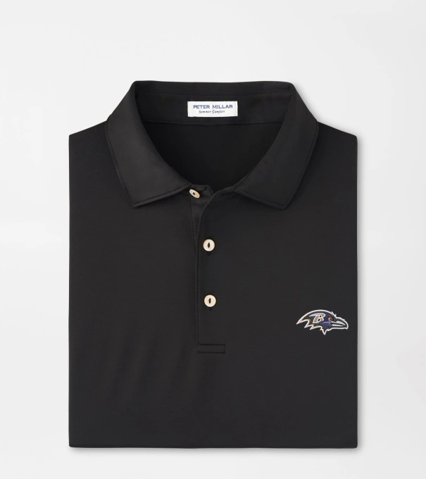 Baltimore Ravens Solid Performance Jersey Polo in Black