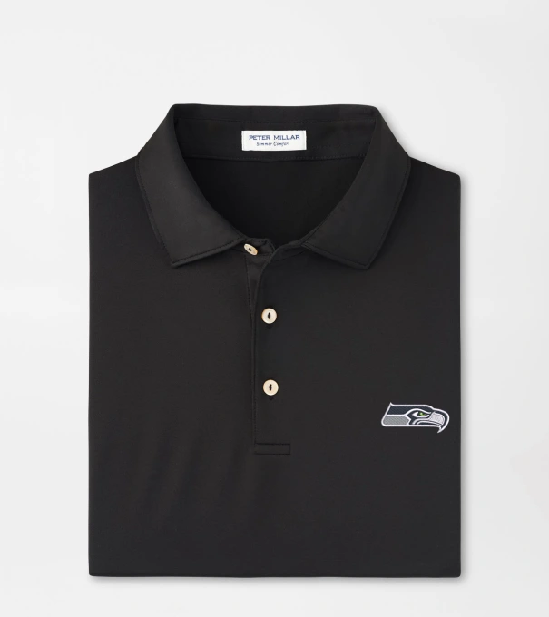 Seattle Seahawks Solid Performance Jersey Polo in Black