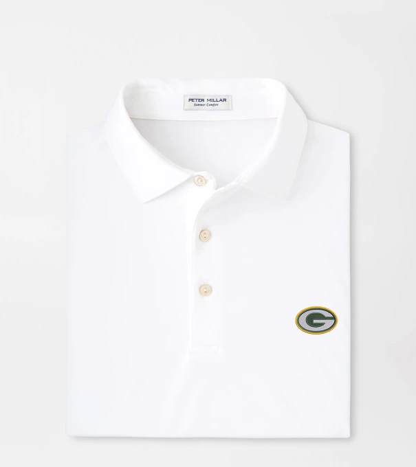 Green Bay Packers Solid Performance Jersey Polo in White
