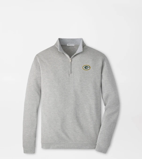 Green Bay Packers Crown Comfort Quarter-Zip Pullover in Light Grey
