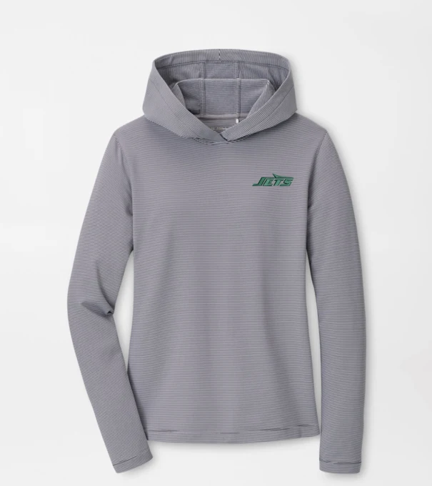 New York Jets Women's Pine Sugar Stripe Performance Hoodie in Iron