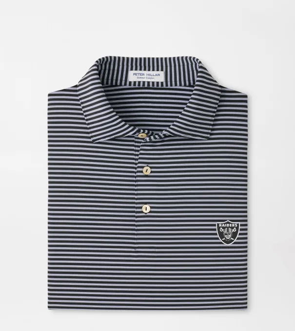Las Vegas Raiders Tiebreaker Performance Jersey Stripe Polo in Black