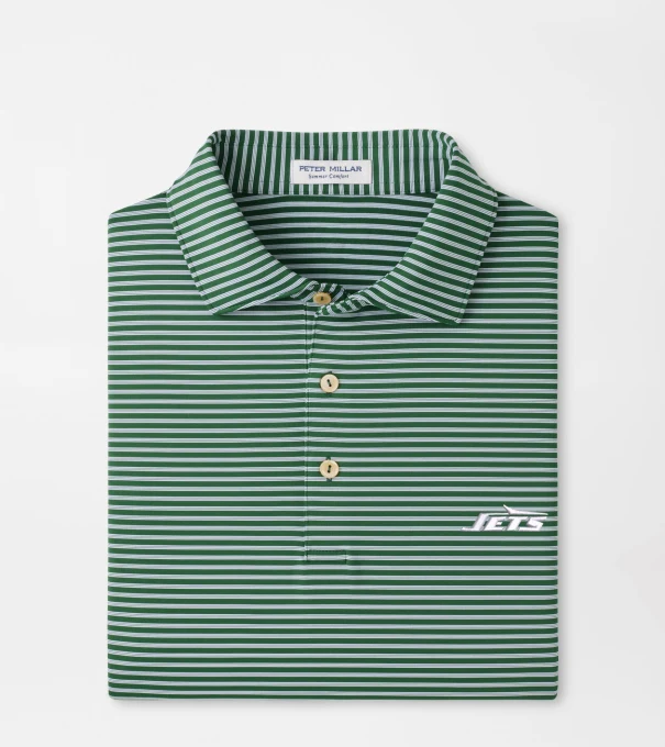 New York Jets Tiebreaker Performance Jersey Stripe Polo in Green1