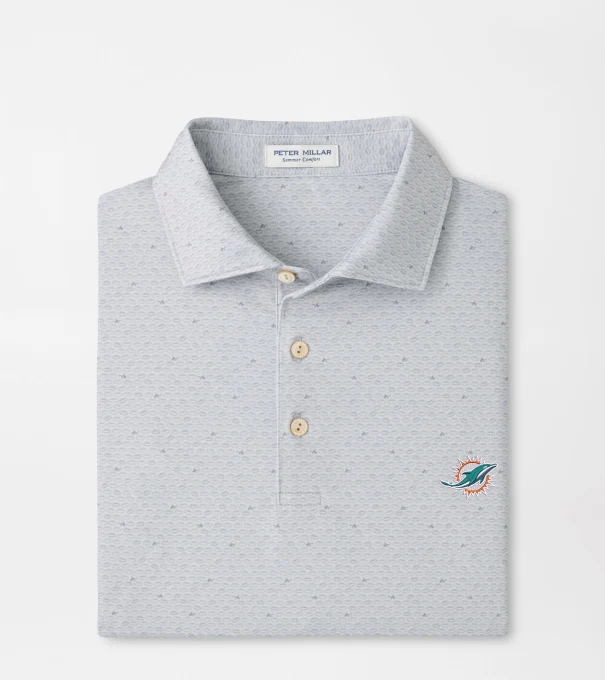 Miami Dolphins On The Ball Performance Jersey Polo in British Grey