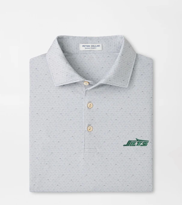 New York Jets On The Ball Performance Jersey Polo in British Grey