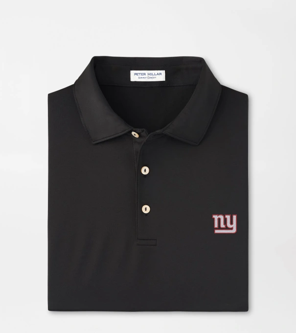 New York Giants Solid Performance Jersey Polo in Black