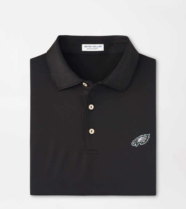 Philadelphia Eagles Solid Performance Jersey Polo in Black