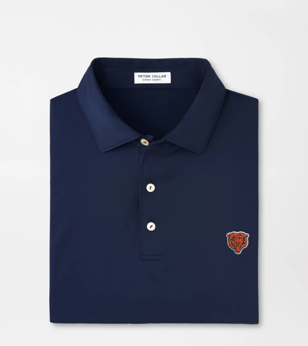 Chicago Bears Solid Performance Jersey Polo in Navy