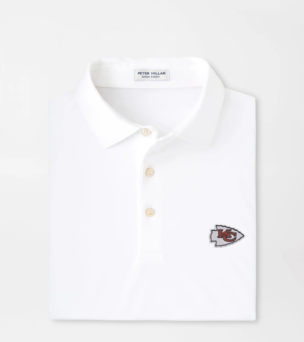 Kansas City Chiefs Solid Performance Jersey Polo in White