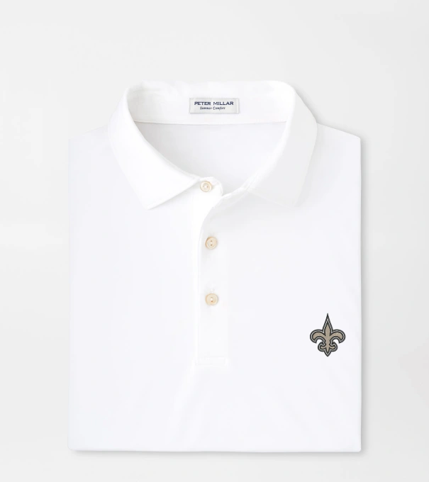 New Orleans Saints Solid Performance Jersey Polo in White