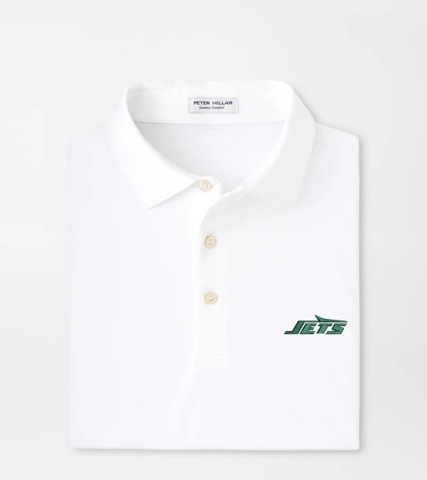New York Jets Solid Performance Jersey Polo in White