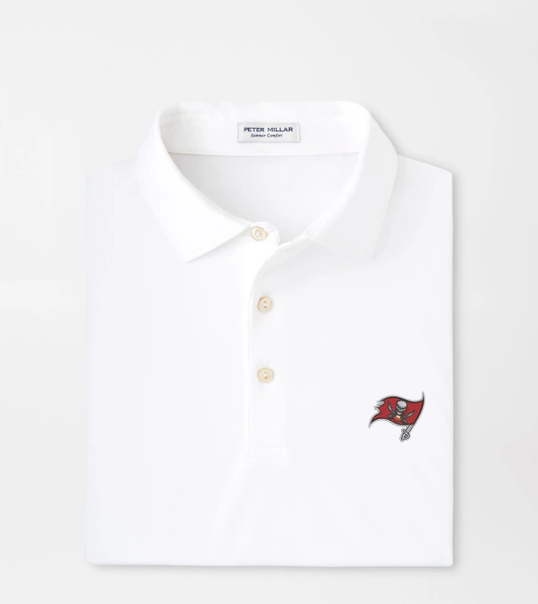 Tampa Bay Buccaneers Solid Performance Jersey Polo in White