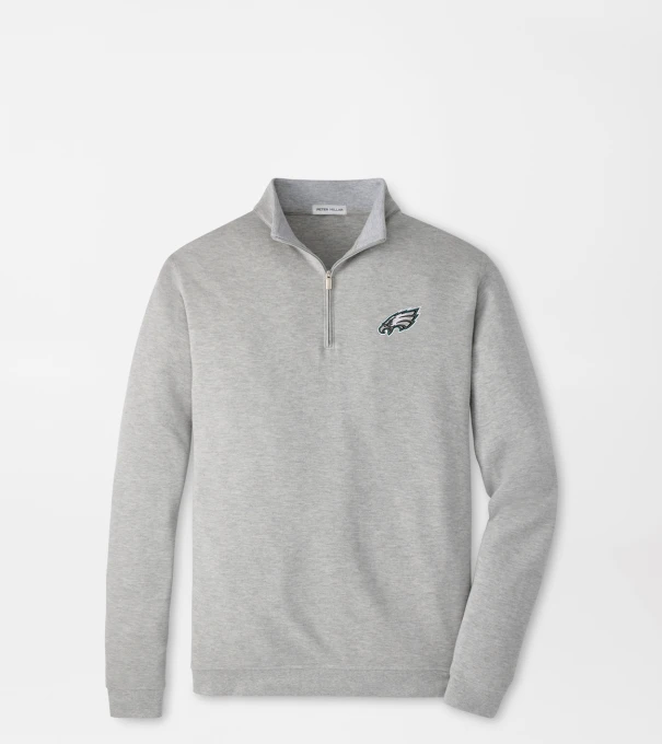 Philadelphia Eagles Crown Comfort Quarter-Zip Pullover in Light Grey