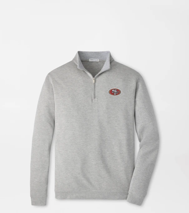 San Francisco 49ers Crown Comfort Quarter-Zip Pullover in Light Grey