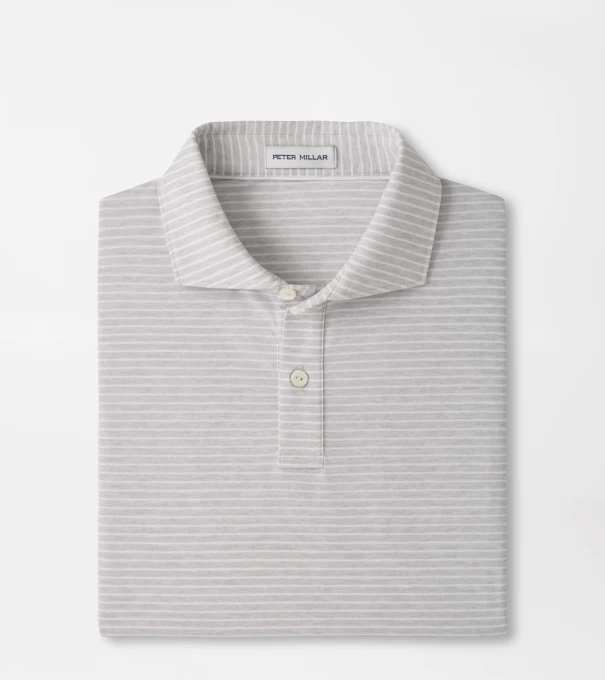 Effortless Technical Comfort Stripe Performance Jersey Polo in British Grey
