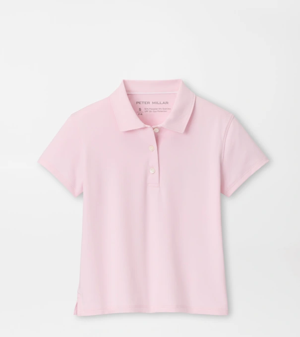 Girls Short-Sleeve Button Polo in PEARL PINK
