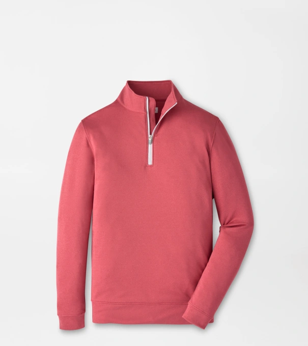 Perth Youth Melange Performance Quarter-Zip in RED CORAL