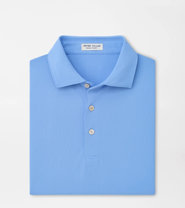 Solid Performance Mesh Polo in Estate Blue