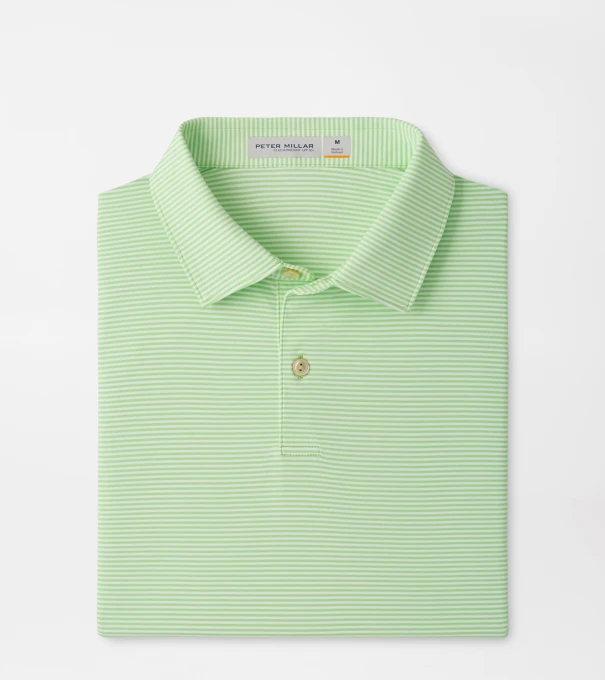 Featherweight Market Stripe Performance Polo in WINTERGREEN