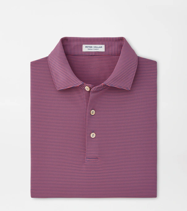 Candor Performance Mesh Polo in BAIL BLUE / RED CORAL