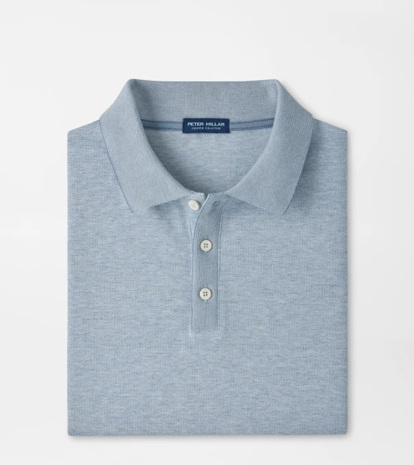 Barnes Short-Sleeve Knit Polo in Blue Frost