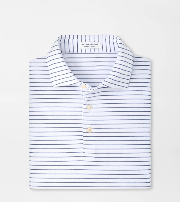 Winston Performance Mesh Polo in WHITE / BAIL BLUE
