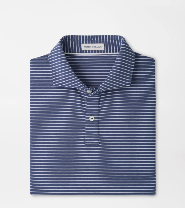 ETC Stripe Performance Jersey Polo in BALI BLUE