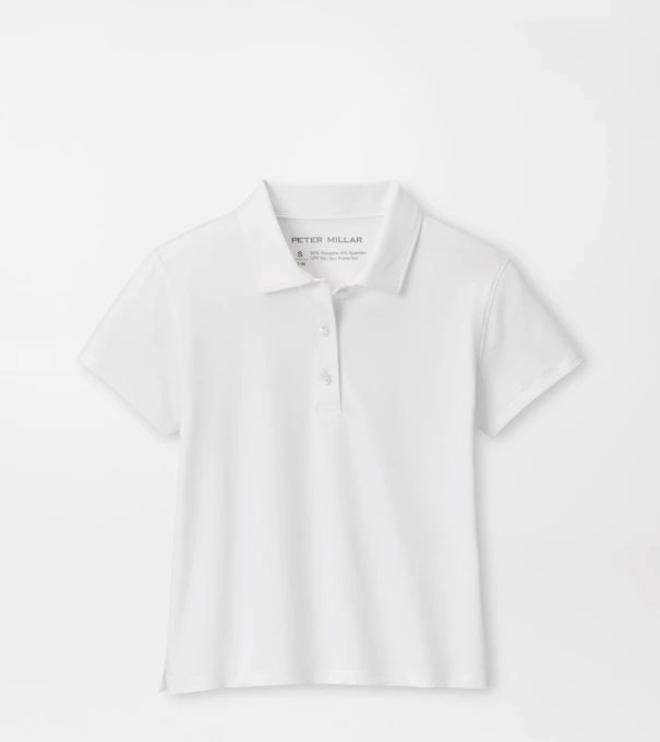 Girls Short-Sleeve Button Polo in White
