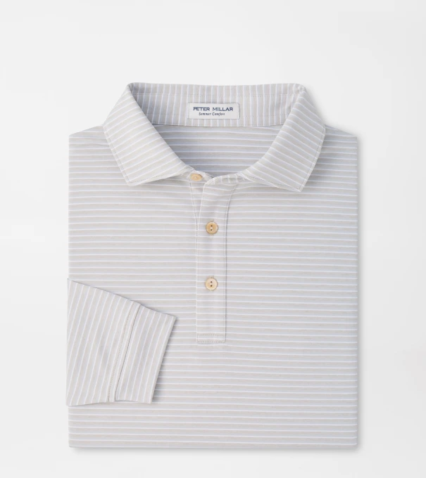 Merion Long-Sleeve Performance Jersey Polo in British Grey