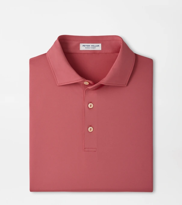 Solid Performance Jersey Polo in RED CORAL