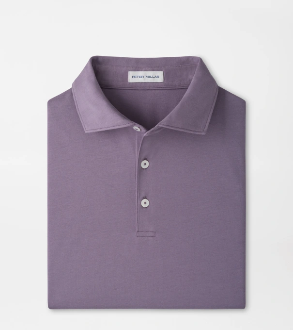 Crown Flex Cotton Short-Sleeve Polo in PURPLE FIG