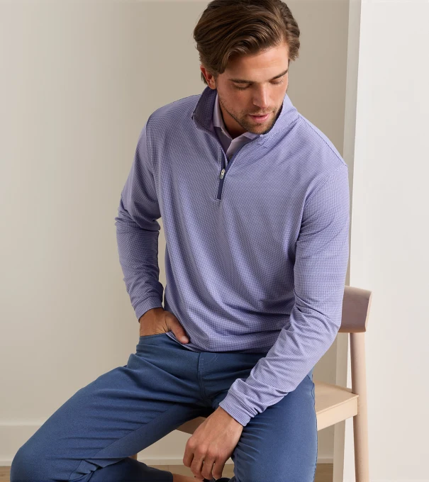 Perth Basketweave Performance Quarter-Zip in GARDEN VIOLET