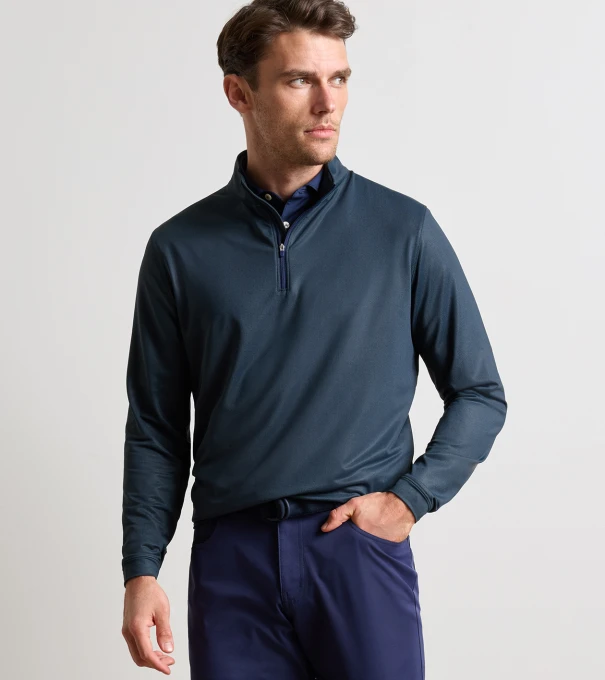 Perth Herringbone Performance Quarter-Zip in PINE BROOK