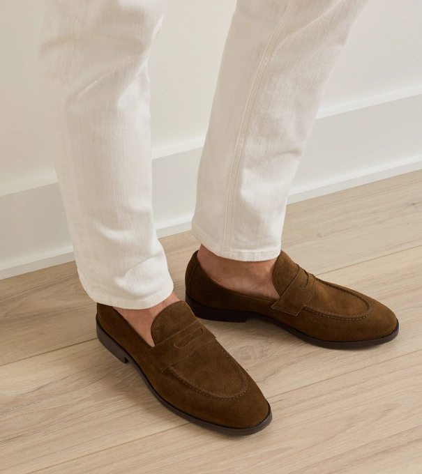 Madison Suede Penny Loafer in WALNUT