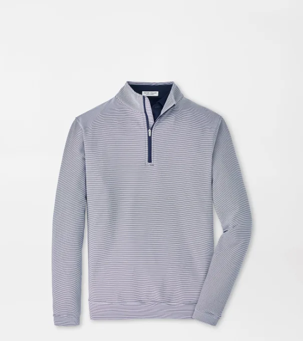 Perth Sugar Stripe Performance Quarter-Zip in Navy/White