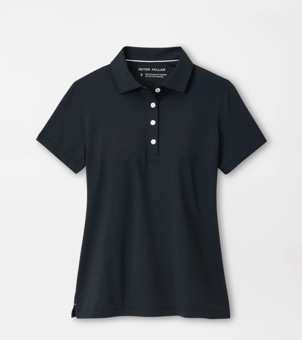 Women's Short Sleeve Button Polo in Black