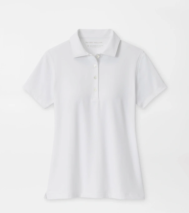 Women's Short Sleeve Button Polo in White