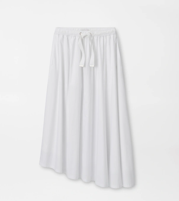 Sylvia Stretch Twill Midi Skirt in White
