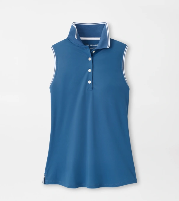 Canterbury Tipped Sport Mesh Sleeveless Polo in WINDSOR BLUE/WHITE
