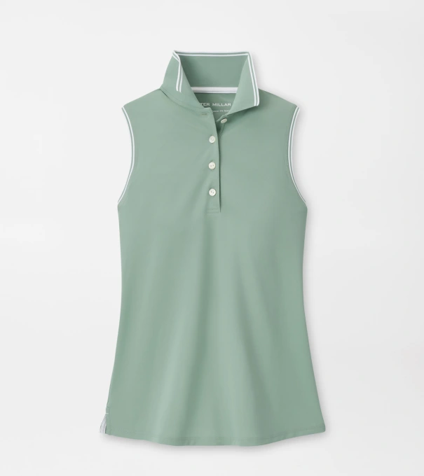 Canterbury Tipped Sport Mesh Sleeveless Polo in WILLOW/WHITE